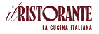 Logo for Il Ristorante in red stylized lettering, brand mark for an Italian restaurant